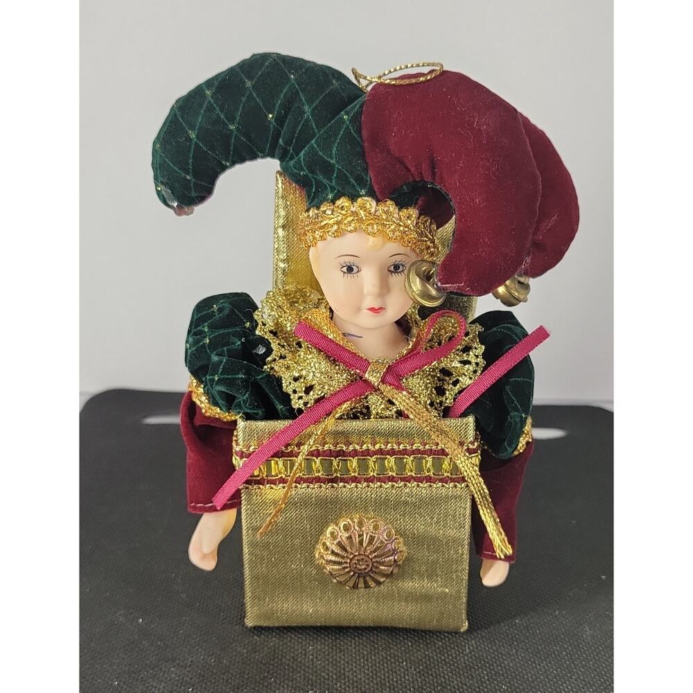 Vintage Jester Ornament in Gold Decorative Box – 6 Tall Handmade Style - Picture 2 of 6